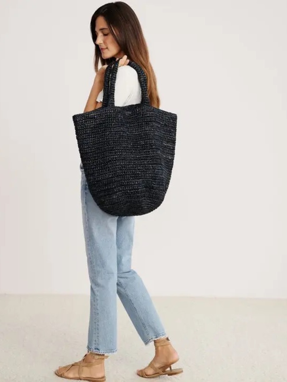 Jenni Kayne Women’s Raffia Tote Bag in Black Resortwear Beach